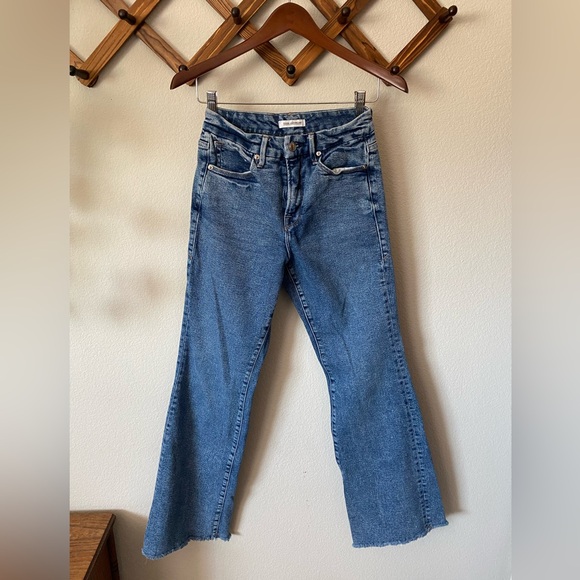 Good American Denim - Good American Good Flare Jeans Size 4/27 Stretch Raw Hem Good Legs